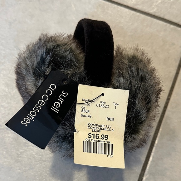Surell Accessories - Surell Black and Gray Faux Fur Earmuffs